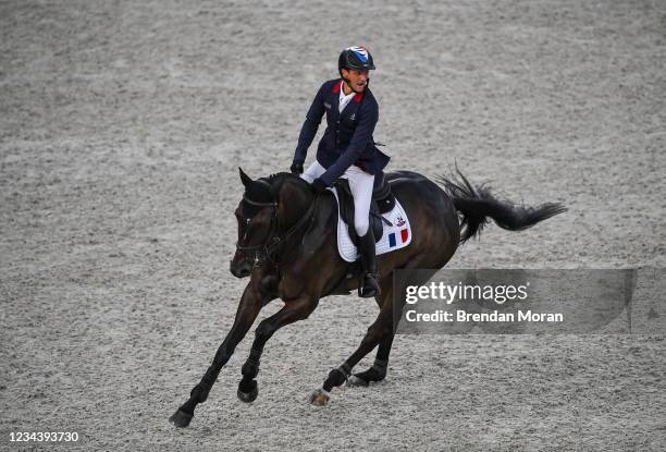 Tokyo , Japan - 2 August 2021; Nicolas Touzaint of France riding Absolut Gold during the eventing jumping team final and individual qualifier at the...