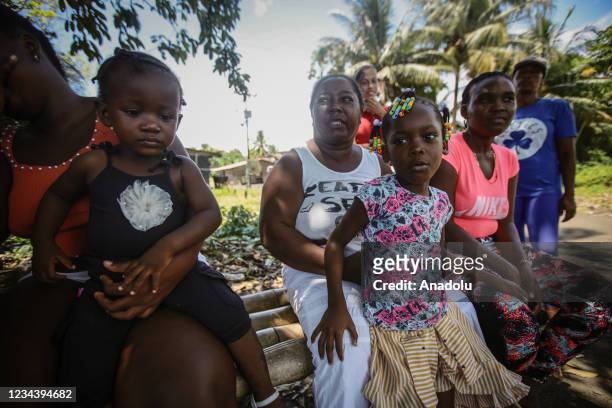 Kids are seen at the department of Valle del Cauca, Punta Soldado, Buenaventura, Colombia on August 01, 2021. Residents of the Buenaventura area, an...