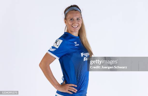 Doerthe Hoppius of SC Sand poses during the team presentation at Orsay-Stadion on July 24, 2021 in Willstaett, Germany.