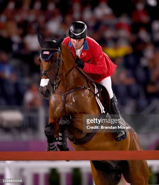 Tokyo , Japan - 2 August 2021; Phillip Dutton of USA riding Z during the eventing jumping individual final at the Equestrian Park during the 2020...