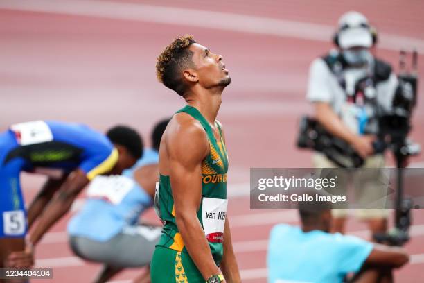 Wayde van Niekerk of South Africa after the semi final of the mens 400m during the evening session Athletics event on Day 10 of the Tokyo 2020...