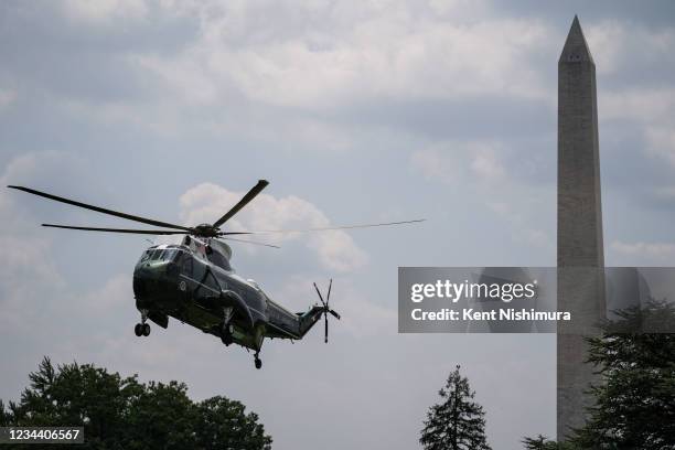 President Joe Biden returns to the White House from Camp David on August 02, 2021 in Washington, DC.