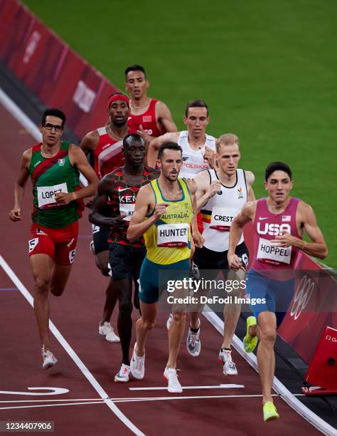 Patryk Dobek of Poland, Emmanuel Kipkurui of Kenya, Jesus Tonatiu Lopez of Mexiko, Eliott Crestan of Belgium, Bryce Hoppel of USA, Abdessalem Ayouni...