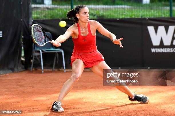 Paula Ormaechea in action during the game against Lucrezia Stefanini, Qualifying Singles, Court 3, Round 2 at Winners Open from Cluj-Napoca, Romania,...