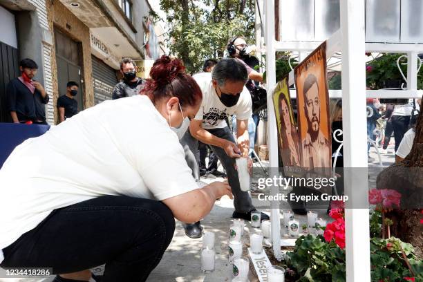 The mother of Yesenia Quiroz Alfaro, Indira Alfaro during a protest to demand justice for Murdered victims, activist Nadia Vera, domestic worker...