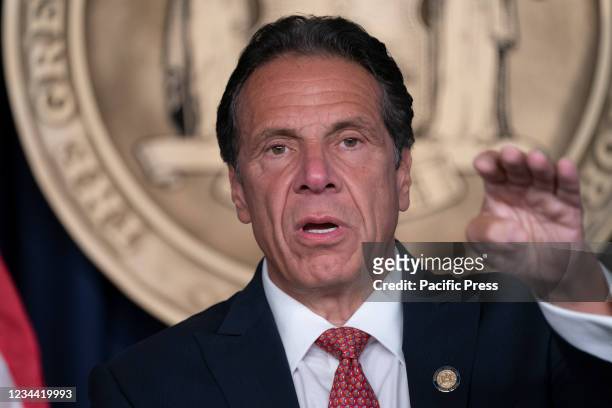 Governor Andrew Cuomo holds press briefing and makes announcement to combat COVID-19 Delta variant at 633 3rd Avenue. Governor announced that...