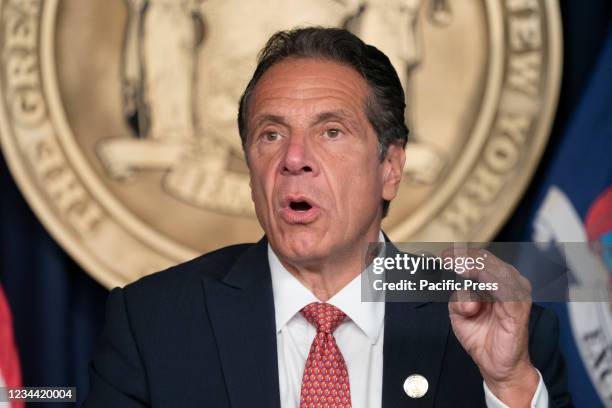 Governor Andrew Cuomo holds press briefing and makes announcement to combat COVID-19 Delta variant at 633 3rd Avenue. Governor announced that...