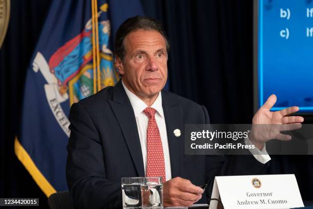 Governor Andrew Cuomo holds press briefing and makes announcement to combat COVID-19 Delta variant at 633 3rd Avenue. Governor announced that...