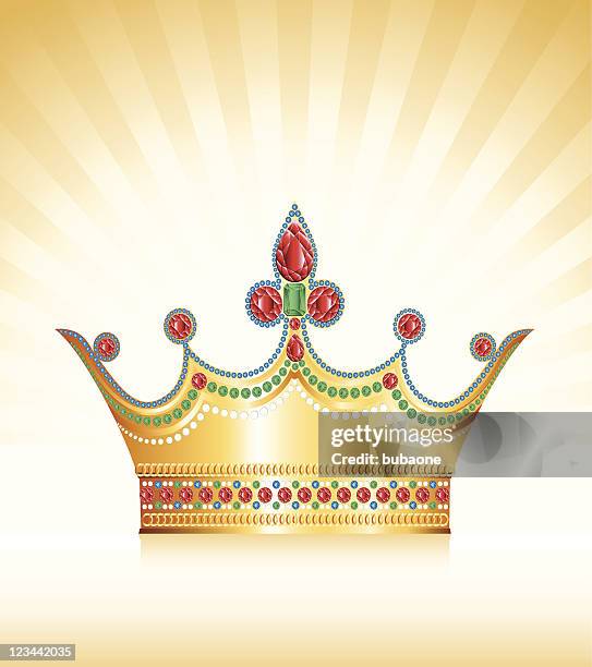 goldene krone auf lizenzfreie vektor hintergrund mit schimmer-effekt - rohdiamant stock-grafiken, -clipart, -cartoons und -symbole