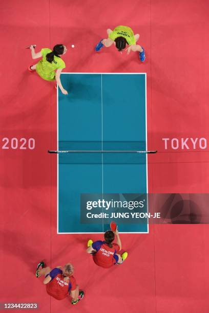 An overview image shows Japan's Kasumi Ishikawa and Japan's Miu Hirano compete against Hong Kong's Minnie Soo Wai-yam and Hong Kong's Lee Ho-ching...