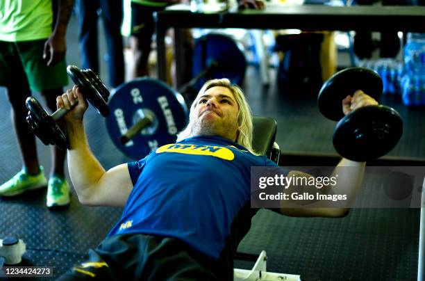 Faf de Klerk during the South African men's national rugby team gym session at High Performance Centre on August 03, 2021 in Cape Town, South Africa.