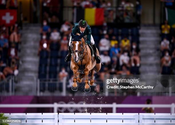Tokyo , Japan - 3 August 2021; Marlon Modolo Zanotelli of Brazil riding Edgar M during the jumping individual qualifier at the Equestrian Park during...