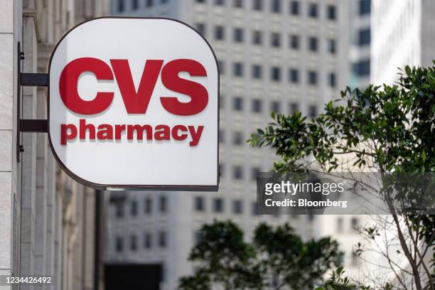 Signage at a CVS Pharmacy store in San Francisco, California, U.S., on Monday, Aug. 2, 2021. CVS Health Corp. Is expected to release earnings on...