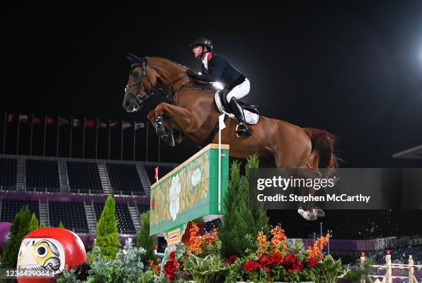 Tokyo , Japan - 3 August 2021; Ben Maher of Great Britain riding Explosion W during the jumping individual qualifier at the Equestrian Park during...