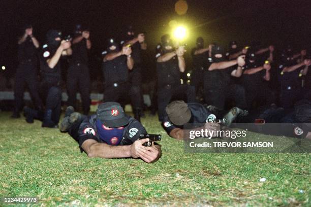 Members Afrikaner Weerstandsbeweging Awb Stand Guard Foto stock