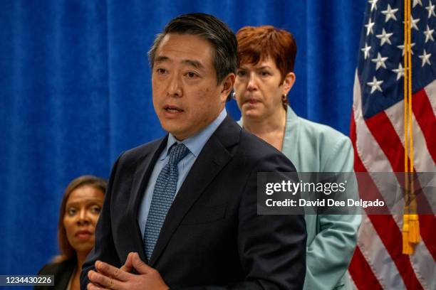 New York Attorney General Special Investigator Joon H. Kim presents the findings of an independent investigation into accusations by multiple women...