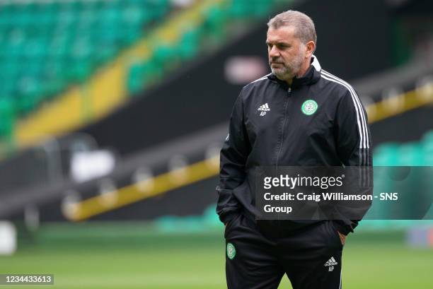 Ange Postecoglu during a Celtic training session at Celtic Park, on August 03 in Glasgow, Scotland.