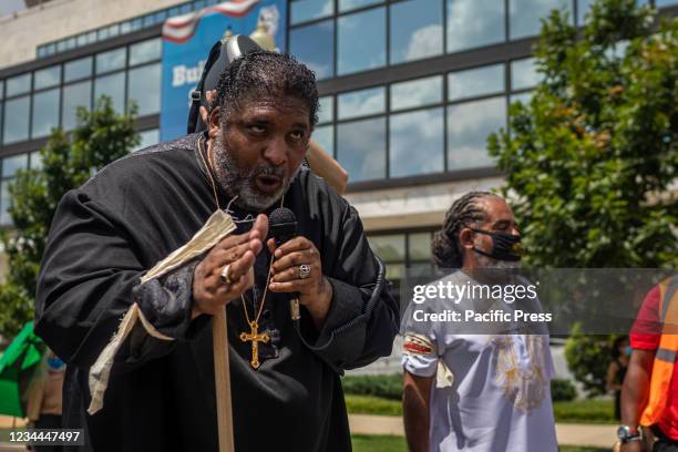 Reverend Doctor William Barber prepares the protesters prior to the march. The Poor People's Campaign rallied and marched in Washington DC, where...