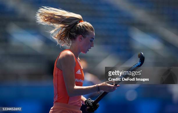 Sanne Koolen of Netherlands looks on in the Women's Semifinal Hockey match between Netherlands and Great Britain on day twelve of the Tokyo 2020...