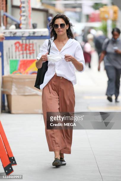 Katie Holmes is seen out and about on August 03, 2021 in New York City, New York.