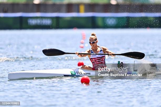 Manon HOSTENS of France competes in the Women's Kayak Single 500m Final C during the Tokyo 2020 Olympic Games at Sea Forest Waterway on August 5,...