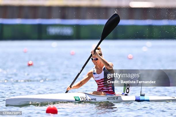 Manon HOSTENS of France competes in the Women's Kayak Single 500m Final C during the Tokyo 2020 Olympic Games at Sea Forest Waterway on August 5,...