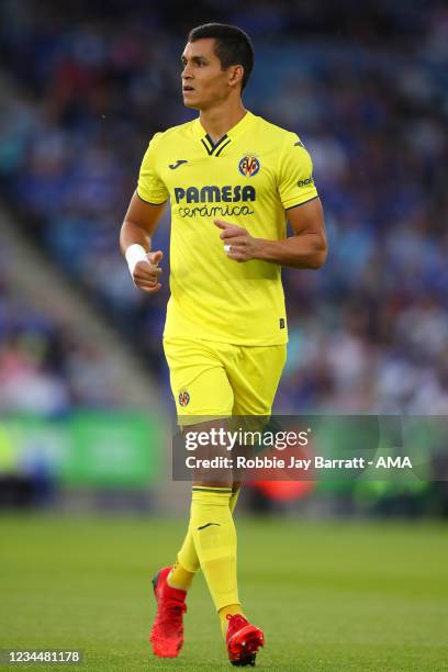 Aissa Mandi of Villarreal CF during the Pre Season Friendly fixture between Leicester City and Villarreal at The King Power Stadium on August 4, 2021...