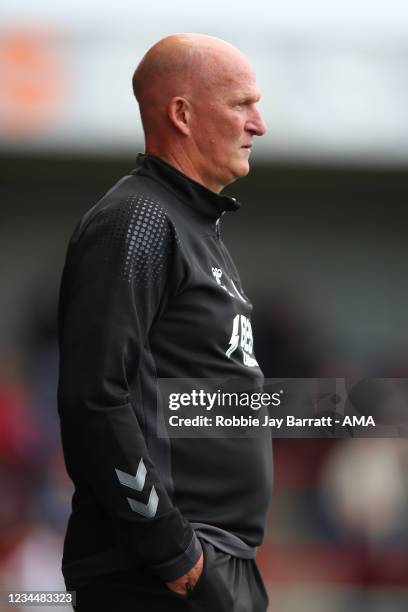 Simon Grayson the head coach / manager of Fleetwood Town during the Pre-Season Friendly match between Fleetwood Town and Leeds United at Highbury...