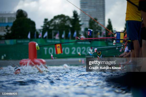 Summer Olympics: View of hydration station during Women's Marathon Swimming 10km race at Odaiba Marine Park. Tokyo, Japan 8/4/2021 CREDIT: Kohjiro...