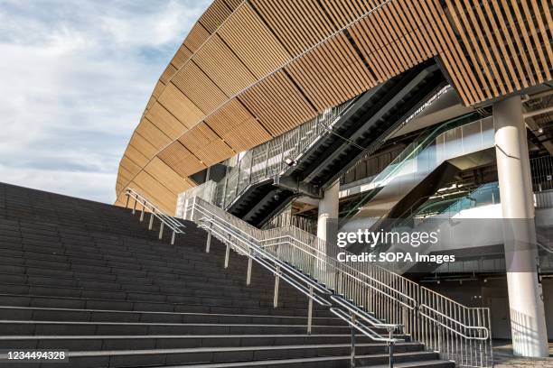 View of Japanese architect Kengo Kuma's National Stadium in Shinjuku, the centerpiece of Tokyo's Olympic and Paralympic facilities. The New National...