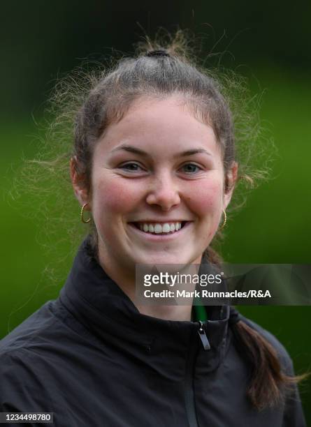 Aine Donegan of Ireland all smiles at the 1st hole during the R&A Women's Home Internationals at the Hotchkin Course, Woodhall Spa Golf Course on...