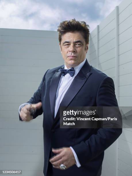 Actor Benicio Del Toro is photographed for Paris Match in Cannes on July 12, 2021.