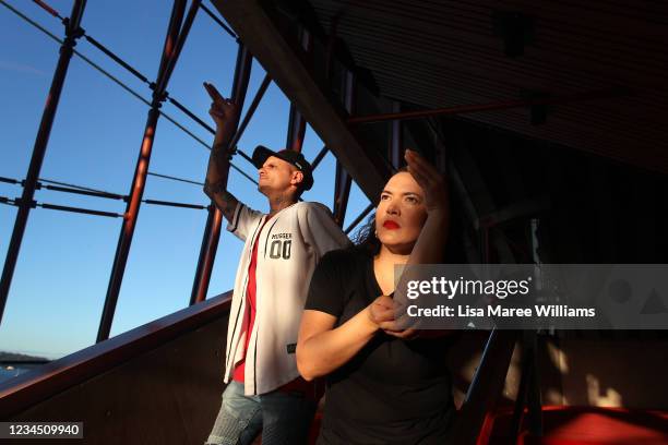 Darren and Jacqui Compton of 'Muggera Dance Party' pose following their performance of contemporary Indigenous and hip-hop infused dance as part of...