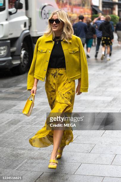 Ashley Roberts is seen leaving Global Studios on August 6, 2021 in London, England.