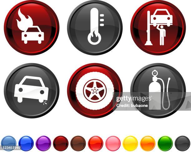 car trouble royalty free vector icon set - fire damage stock illustrations
