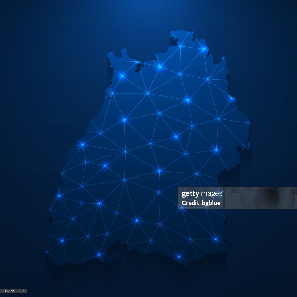 Baden-Wurttemberg kaartnetwerk - Helder gaas op donkerblauwe achtergrond