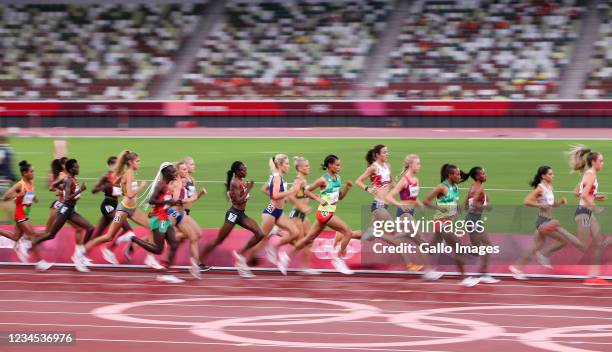 Dominique Scott of South Africa in the womens 10000m final during the Athletics event on Day 15 of the Tokyo 2020 Olympic Games at the Olympic...