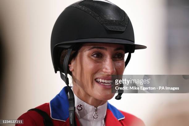 Jessica Springsteen of the USA during the Jumping Team Final at the Equestrian Park on the fifteenth day of the Tokyo 2020 Olympic Games in Japan....