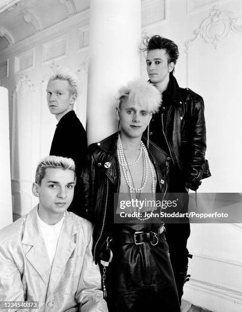 English synth-pop band Depeche Mode Dave Gahan, Andy Fletcher, Martin Gore and Alan Wilder, photographed in Germany, circa December 1984.
