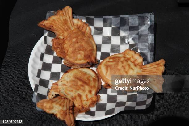 Fried fish shaped red bean flavoured snacks at a Chinese market in Markham, Ontario, Canada, on July 13, 2013.