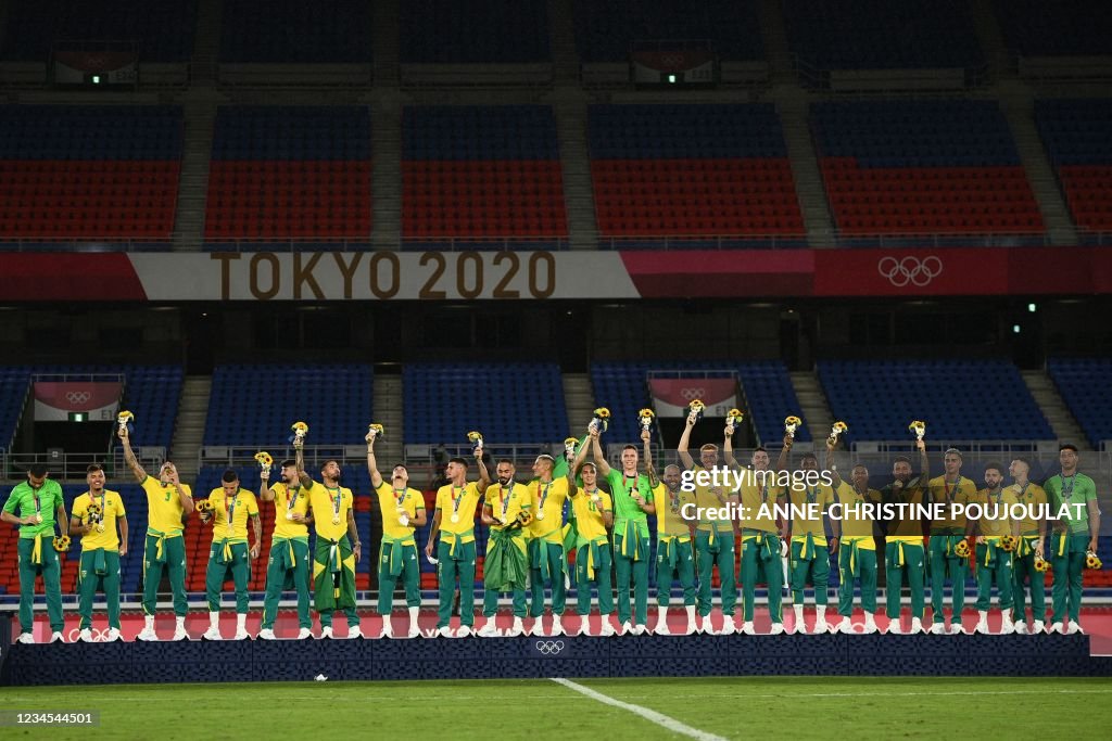 FOOTBALL-OLY-2020-2021-TOKYO-PODIUM
