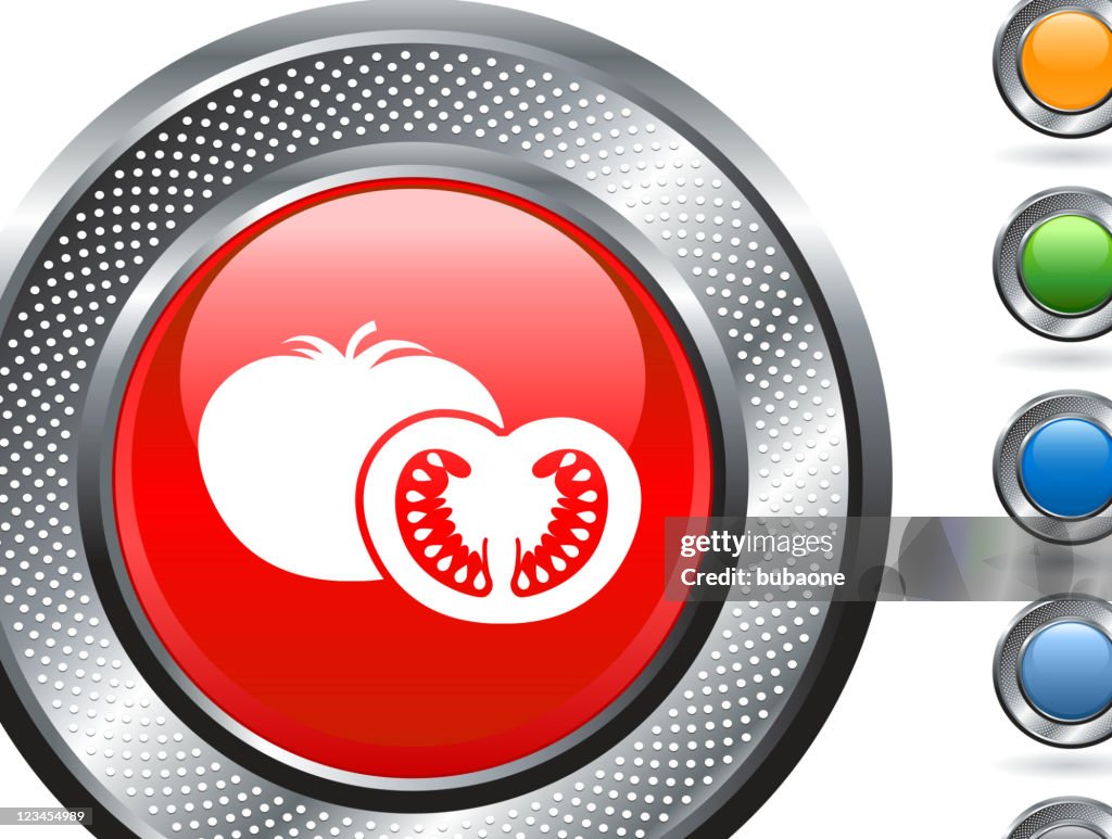Tomato on metallic button
