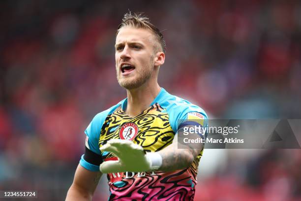 Daniel Bentley of Bristol City during the Sky Bet Championship match between Bristol City and Blackpool at Ashton Gate on August 7, 2021 in Bristol,...