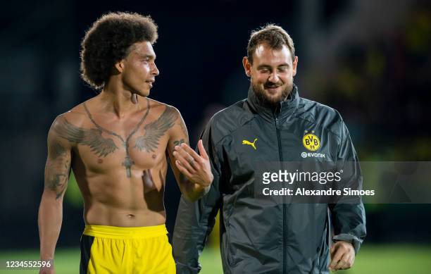 Axel Witsel and assistant coach Rene Maric after the DFB Cup - First Round match between SV Wehen Wiesbaden and Borussia Dortmund at the BRITA-Arena...