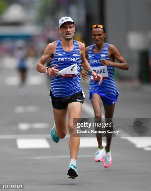 Hokkaido , Japan - 8 August 2021; Tiidrek Nurme of Estonia during the men's marathon at Sapporo Odori Park on day 16 during the 2020 Tokyo Summer...