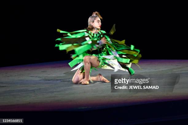 The Japanese dancer Aoi Yamada performs during the closing ceremony of the Tokyo 2020 Olympic Games, at the Olympic Stadium, in Tokyo, on August 8,...