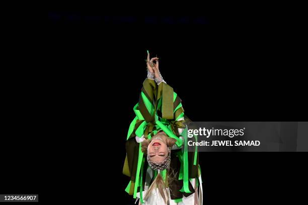 The Japanese dancer Aoi Yamada performs during the closing ceremony of the Tokyo 2020 Olympic Games, at the Olympic Stadium, in Tokyo, on August 8,...