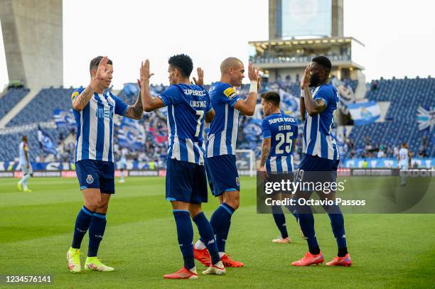 Luis Diaz of FC Porto celebrates after scores his sides second goal during the Liga Bwin match between FC Porto and Belenenses Sad at Estadio do...