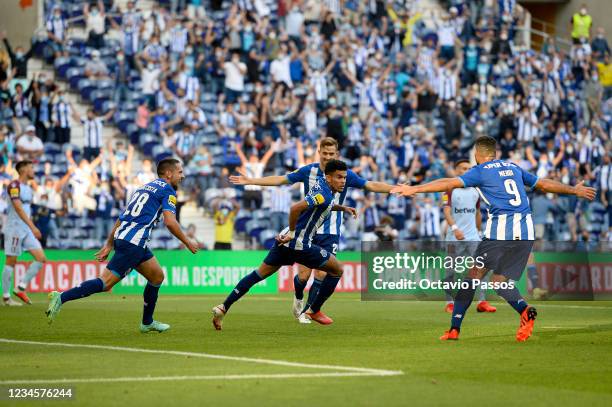 Luis Diaz of FC Porto celebrates after scores his sides second goal during the Liga Bwin match between FC Porto and Belenenses Sad at Estadio do...