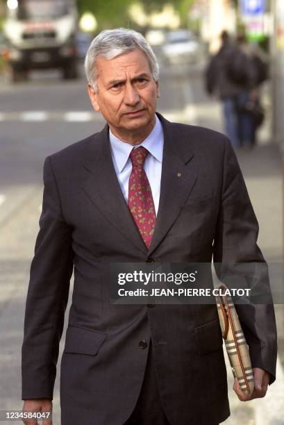 Michele Tropiano, directeur d'exploitation de la société italienne du tunnel du Mont-Blanc au moment de la catastrophe, arrive, le 29 avril 2005 au...